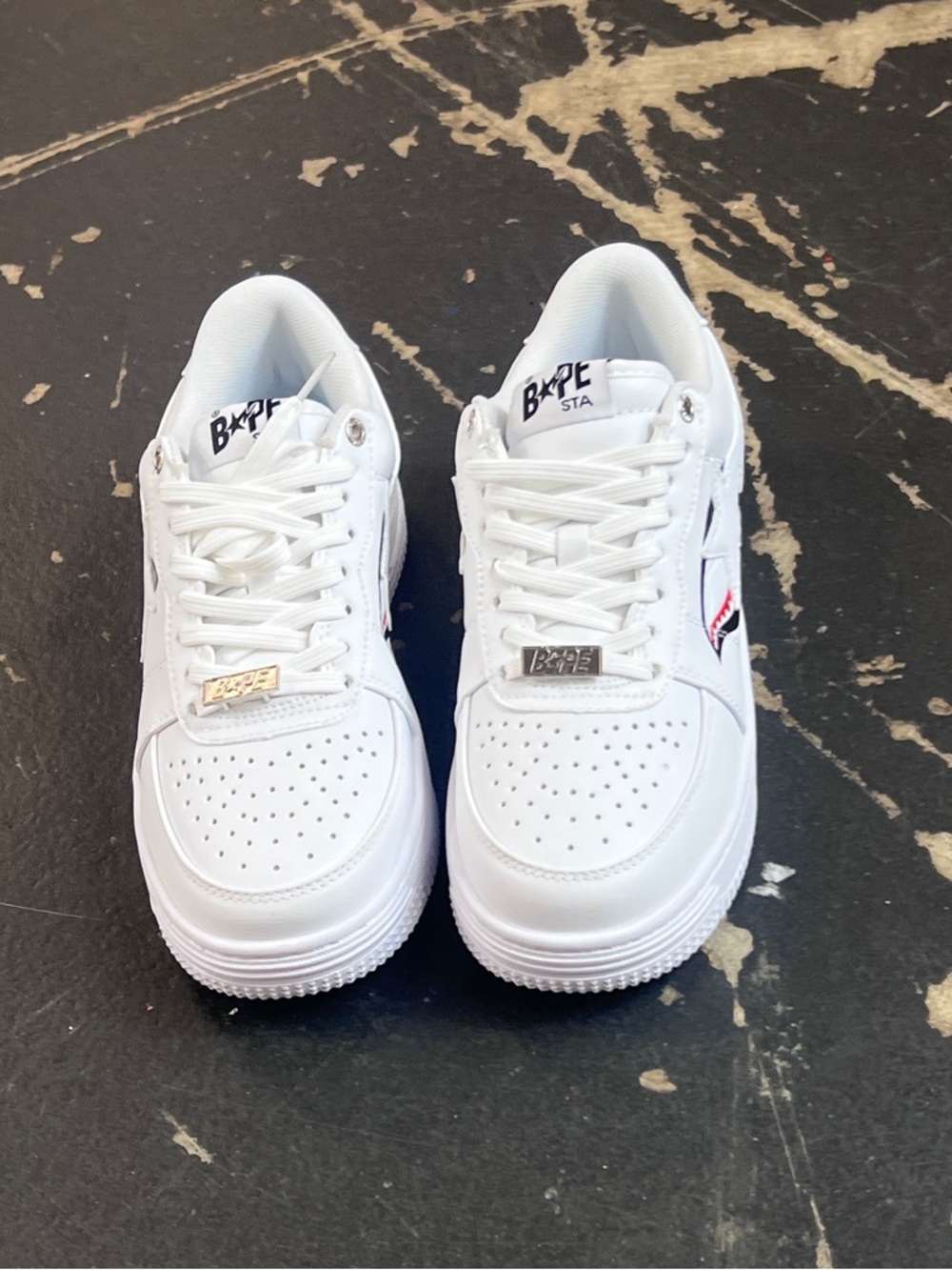 Mastermind JAPAN x A Bathing Ape Bape Sta M1 White Leather Sneakers - Picture 2 of 6